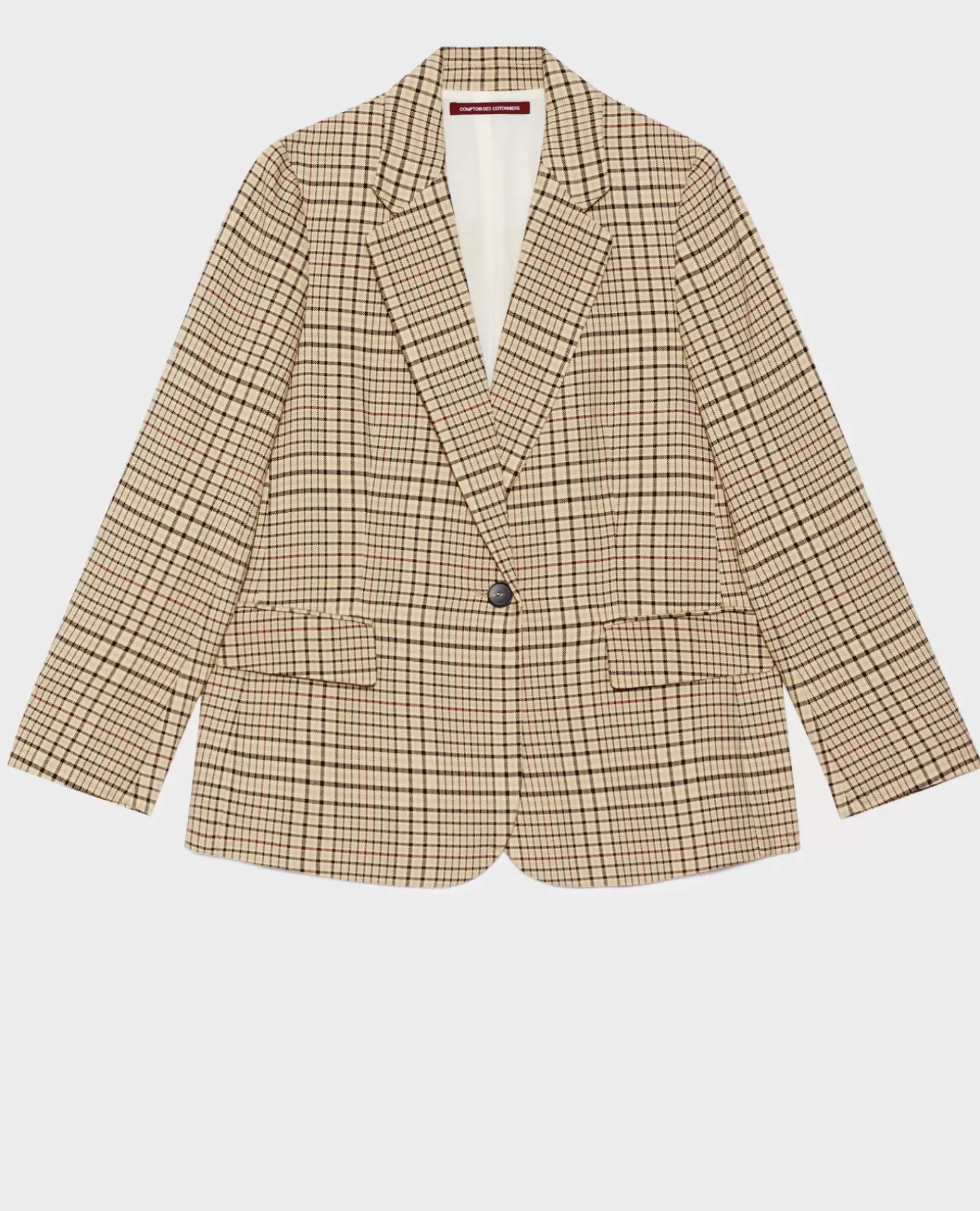 Vestes & Trenchs|Comptoir des Cotonniers Veste De Blazer En Coton Melange 0400 Cream Checks