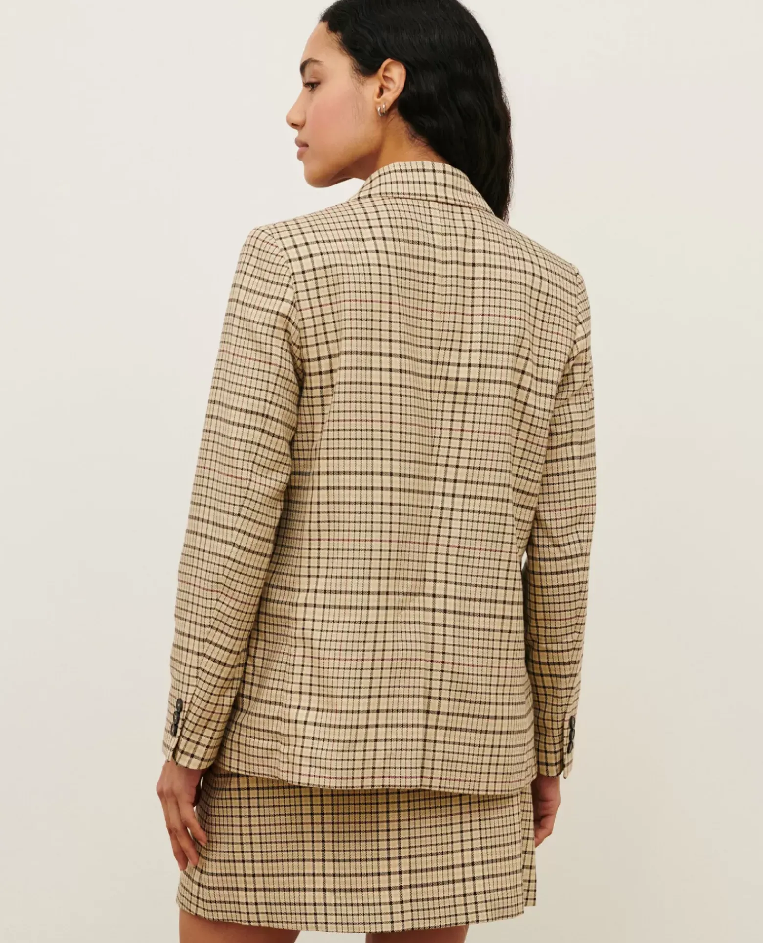 Vestes & Trenchs|Comptoir des Cotonniers Veste De Blazer En Coton Melange 0400 Cream Checks