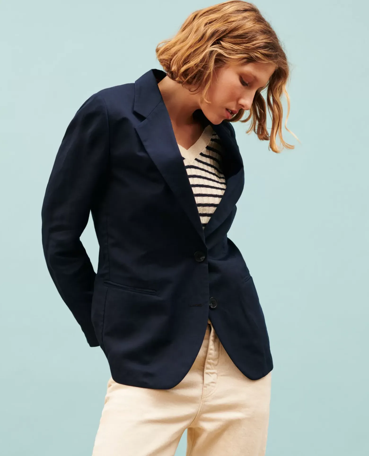 Vestes & Trenchs|Comptoir des Cotonniers Veste De Blazer En Lin Melange 4277 Night_Sky