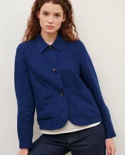 Vestes & Trenchs|Comptoir des Cotonniers Veste En Lin 0643 Medieval Blue