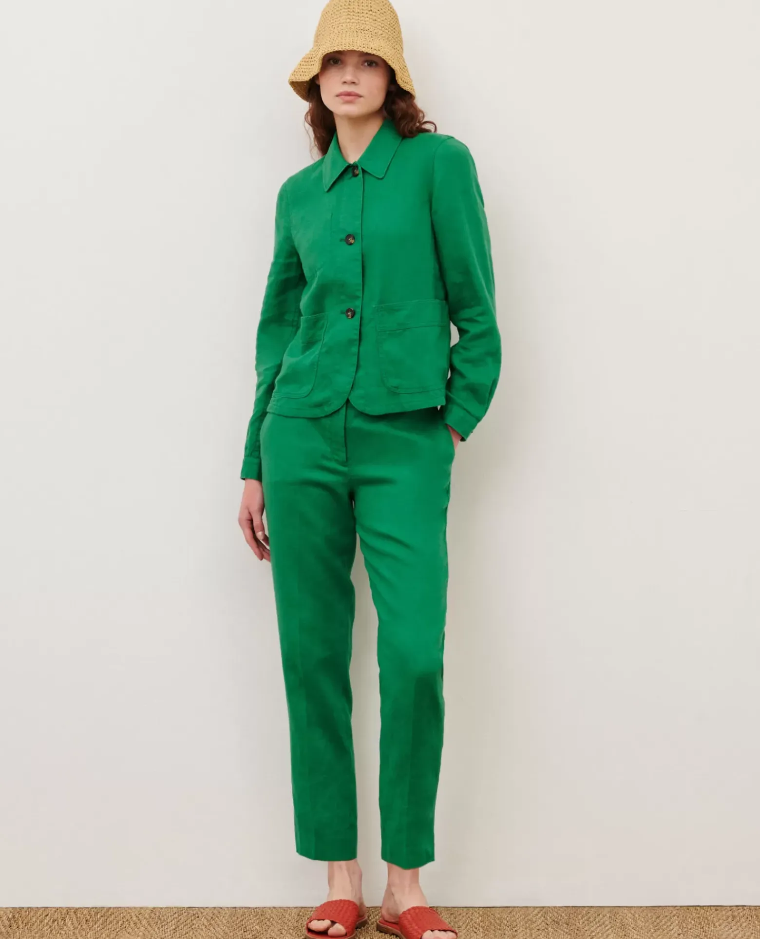 Vestes & Trenchs|Comptoir des Cotonniers Veste En Lin 0542 Pine Green