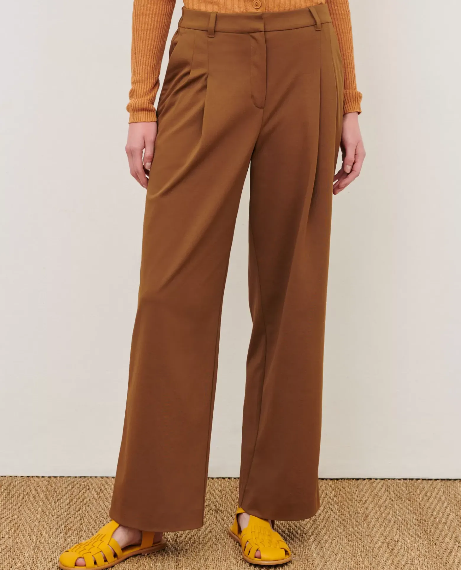 Pantalons|Comptoir des Cotonniers Yvonne - Pantalon Ample 0341 Cofee Liqueur